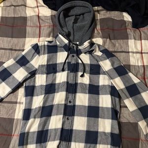 Hollister Blue & White Flannel W Hood